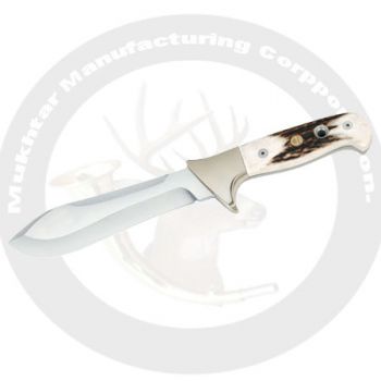 Hunting knife with stag horn handle