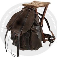 Real leather bag with wood chair